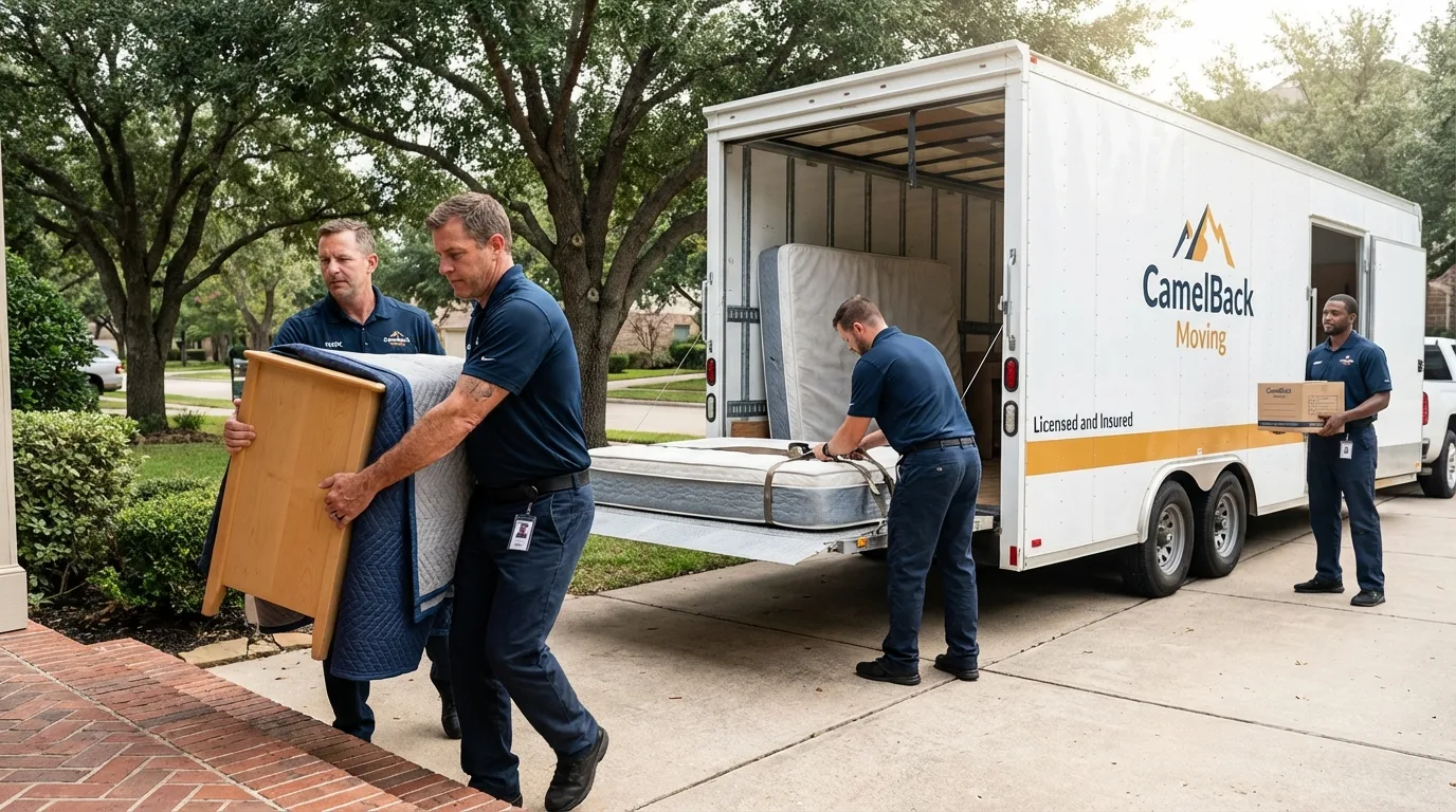 Crew loading residential truck for cross-state move from Frenchtown, NJ