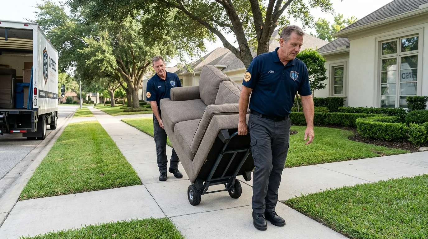 Local residential moving crew loading furniture in Frenchtown, NJ